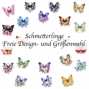 Bügelbild Schmetterling & Blüten - Freie Design- und Größenwahl